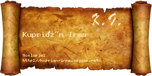 Kuprián Irma névjegykártya